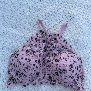 PINK XL WOMENS Floral Lace Bralette in Lavender and Black